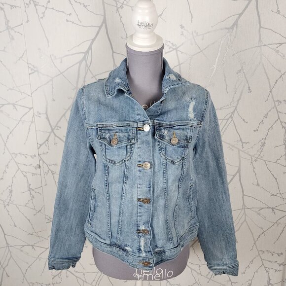 Torrid Light Wash Destructed Denim Trucker Jacket - Picture 1 of 7